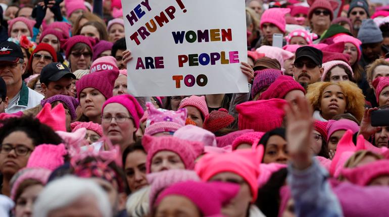 Womens Anti Trump March Clogs Washington Streets
